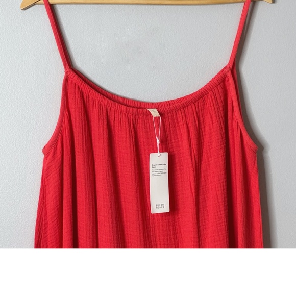 NWT Eileen Fisher Cami Dress Plus Size Lofty Gauze Watermelon Coral Sleeveless - Picture 3 of 16